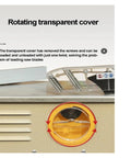 Close-up of the Portable Table Saw With Dustproof Shroud, Precision Angle Tilting, featuring a rotating transparent cover for easy access.