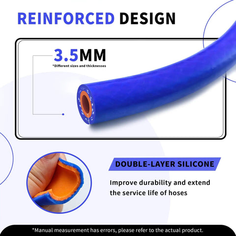 3.5mm 5Ft Inner Diameter 1 Inch Silicone Heater Hose For Your Vehicle Cooling System Blue Reinforced Polyester Braided Tubing