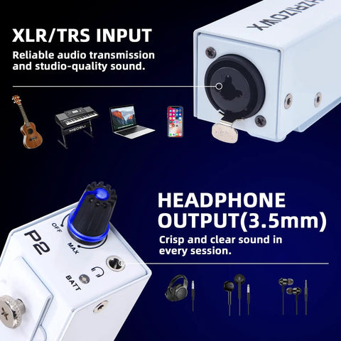 Portable In Ear Monitor Amplifier For Performers XLR And TRS Locking Inputs 3.5mm Headphone Output Stereo Mono Switch