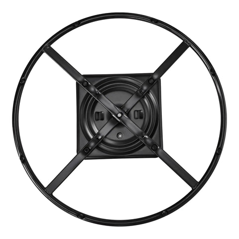Top view of Heavy Duty 25.5 Inch Round Swivel Base With 10 Inch Mount Plate For Recliners And Sofas, black steel construction.