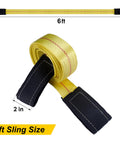 Two Pack 6 Foot by 2 Inch Lift Sling Straps for Construction, 10,000 Pound Capacity, Heavy Duty Polyester Webbing, Unrolled View