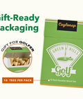 Custom Golf Tees Bulk Pack With Your Name Or Logo In A Pouch, Green Packaging, 18 Durable Wood Tees Gift-Ready
