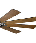 Badass Heavy Duty 85 Inch Ceiling Fan With Bright LED Lighting And Slick Distressed Black Industrial Finish Plus Nine Blade Quiet Airflow Blades view showing nine wood blades.