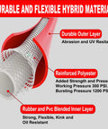 Heavy-Duty Hybrid Air Compressor Hose, Built Like A Tank With Hella Flexible Kink-Free Design, 1/4 Inch Id By 25 Feet shows layers of durable and flexible material.