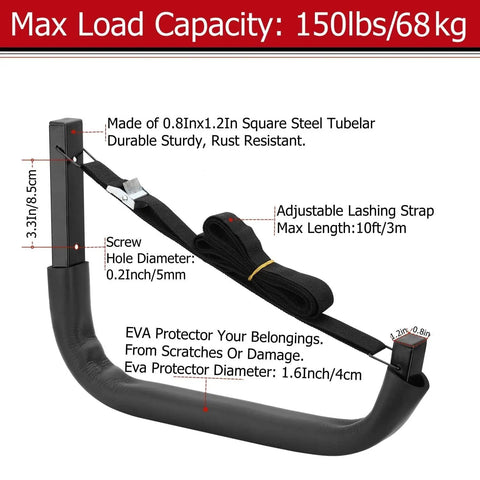 Beefy Heavy Duty Wall Mount Storage Hooks For Kayaks And Paddleboards 4 Pack Garage Rack Hangers With 150 Lbs Capacity