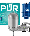 Lead Reducing Faucet Mount Water Filter With Easy Install, 100 Gallon Capacity, NSF And WQA Certified, includes packaging.