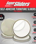 Slide Heavy Items With No Struggle Peel And Stick Floor Savers Round Furniture Sliders For Carpet gliding visible in 4-pack display.