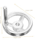 Heavy Duty Cast Iron Handwheel With Chrome Plated Crank Handle For Lathe And Milling Machines, Precision Mechanical Revolving Knob, 3.07 x 2.95 x 2.95 Inch