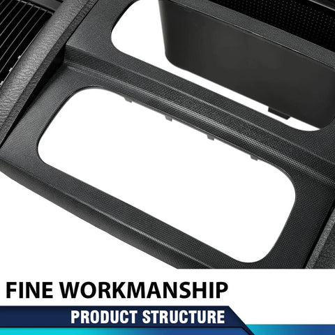 PIT66 dash center radio bezel trim panel with storage box, solid black for Dodge Ram 1500/2500/3500