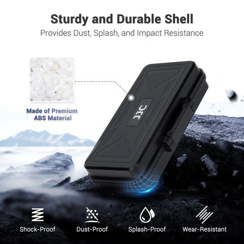 All In One Camera Battery And Memory Card Storage Case For Pro Gear with ABS shell, shock, dust, splash, and wear resistance features.