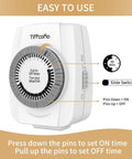 Indoor Mechanical Timer For Electrical Outlets 2 Prong Plug In Outlet Daily Repeating Light Timer With 48 On Off Settings In 24 Hours ETL Listed 2 Pack Compact Design With Underside Output Ports For Space Saving