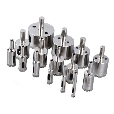 Jiawu 15 Piece Universal Hole Saw Kit With Emery Drill Bits For Cutting Ceramic Tiles Glass And Hard Surfaces Effortlessly Made Simple, 15-piece set