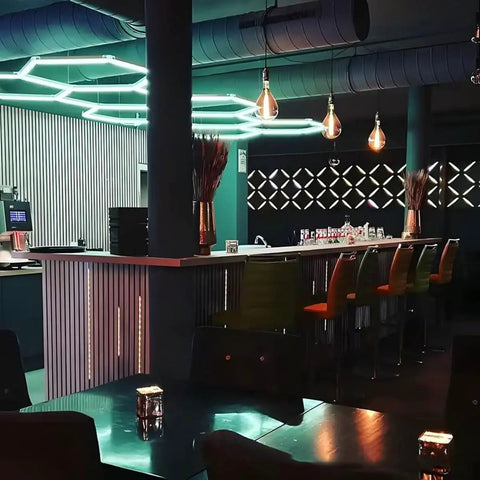 Hexagon LED Garage Light With Remote Control RGB Color Changing Panel Ceiling Light Waterproof High Brightness installed in bar
