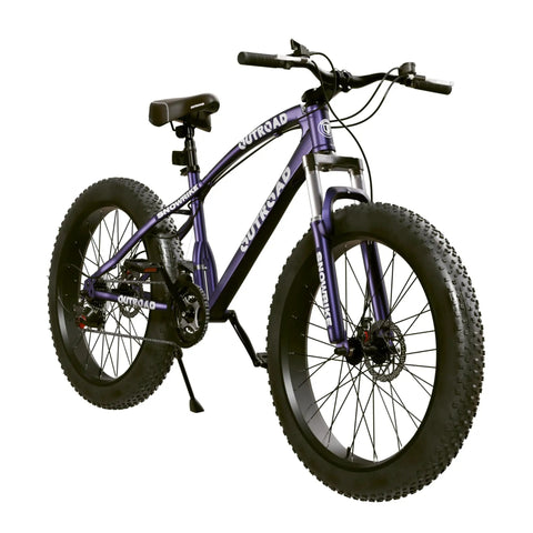 Beefy Fat Tire 26-Inch Mountain Bike With 21-Speed Drivetrain, 4-Inch Fat Tires, Dual Disc Brakes, Front Suspension Fork, Heavy-Duty 400lb Capacity, 