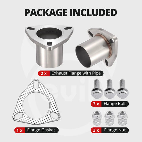 2.5 Inch 3 Bolt Exhaust Flange Piping Kit Fabricated From Badass 304 Stainless Steel With Complete Gasket And Bolt Set for repairs