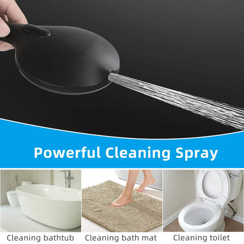 High Pressure 5 Function Handheld Shower Head With 70 Inch Stainless Steel Hose Matte Black Finish spraying water