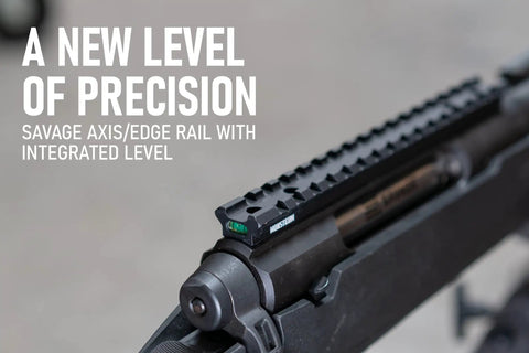 Picatinny Rail Mount For Savage Axis And Edge Rifles With Integrated Level Bubble 0 MOA Direct Receiver Install Includes Six And Eight Screws For Old And New Savage Axis Models shown on rifle