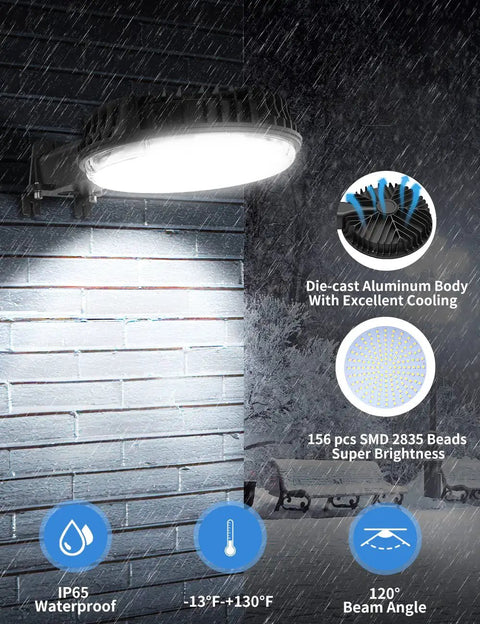 Dusk To Dawn 150W LED Barn Light Heavy Duty Outdoor Security Flood Light 18000 Lumens 6500K Daylight IP65 Waterproof For Garage Yard Street Warehouse Barns 2 Pack