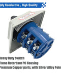 Beefy 125A Rotary Changeover Switch With Master Enclosure Box, 3 Pole 3 Phase, detailed view of switch components and housing