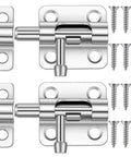 Lock It Down Small Barrel Bolt Latch Set Silver Aluminum Slide Bolt Locks For Interior Doors Cabinets And Pet Gates with screws.