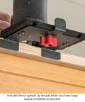 Heavy Duty Flush Trim Router Base Plate shreds through tight edge banding trim with included fence for fast routing.