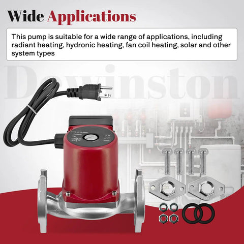 Top Shelf 1/8 HP Hot Water Circulation Pump Flanged No Hassle Direct Swap For Grundfos UP15-29SU 115 Volt 1-1/4 Inch Solid Stainless Steel connection and accessories.