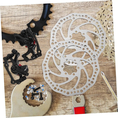 Heavy Duty Mountain Bike Disc Brake Kit With Front And Rear 160Mm Rotors Mechanical Caliper components and tools on wooden surface.