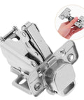 Soft Close Frameless Cabinet Hinges 165 Degree Concealed Metal Hinges for Kitchen Wardrobe and Shoe Cabinets 2 Pack with Damping Mechanism Easy Replacement and Finger Safe Closing, shown in close-up view.