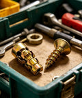 Cabinet Hinge Repair Screw Kit for Stripped Holes and Wood Furniture Expansion Screws to Restore Load Bearing Strength Deep Grip Stabilization Easy DIY Installation Heavy Duty High Strength Hinges Fix For Kitchen And Cabinets, brass repair screws in tool tray