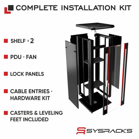 Wall Mount 18U Server Rack Cabinet With 19 Inch Network Enclosure 18 Inch Deep Data Rack showing open installation with components