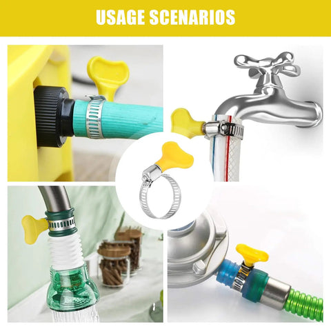 4 Pack Yellow Stainless Steel Hose Clamps With Adjustable Thumb Screw Key Style Worm Gear Design For Heavy Duty Plumbing And Auto Jobs Corrosion Resistant Leak Proof Grip Easy Install in various usage scenarios