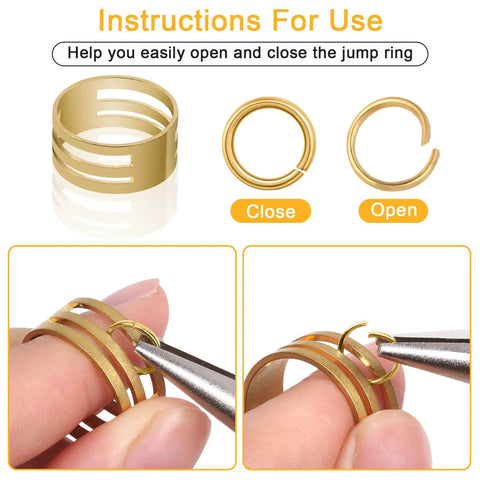 Demonstration of opening and closing jump rings using the Jump Ring Jewelry Making Kit With 1200 Silver And Gold Rings Pliers Tweezers Opener