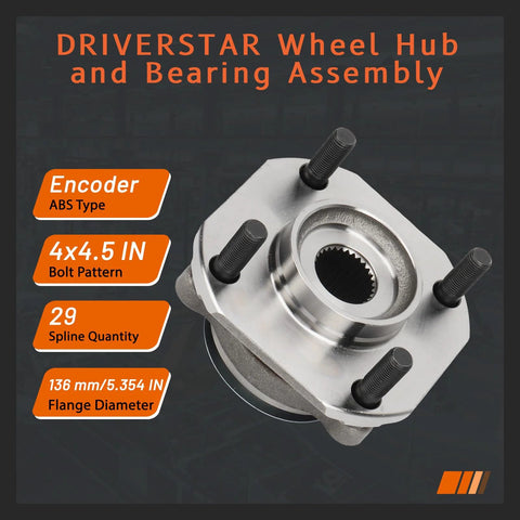 Front Wheel Hub And Bearing Assembly With ABS Encoder For Nissan Sentra 2007 2008 2009 2010 2011 2012 Front Driver Or Passenger Side 2.0L 4 Cylinder Engine 4 Lug.