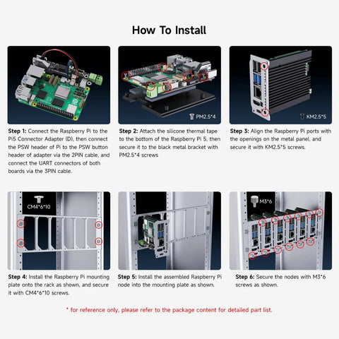 How to install Two U Rack Mount Cluster Kit For Raspberry Pi 4 And 5 Featuring Built In Gigabit Switch modular setup guide.