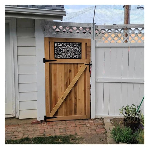 Wooden garden gate with Beefy Heavy Duty 20 Piece Triangle T Shape Barn Door Hinges for shed and window projects