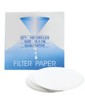 Pro Grade Qualitative Filter Paper 12.5 Cm Diameter Medium Speed 85 GSM 10 Micron Pore Size Pack Of 100 For Lab Filtration box and sheets