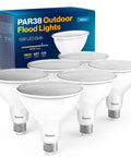 Six Pack PAR38 LED Flood Lights Waterproof Dimmable Bulbs 1800 Lumens 15W Equivalent 5000K Daylight E26 Base Wet Rated Outdoor Lighting