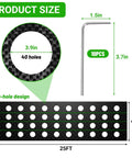 Dimensions of Heavy Duty Landscape Fabric With Planting Holes 4 By 25 Feet Ground Cover For Gardens, with 40 pre-cut holes and 10 pins.