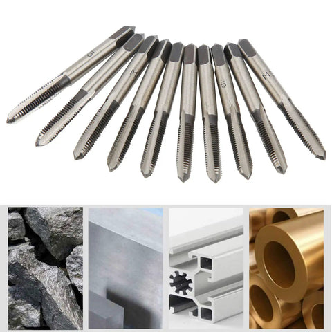 M5 Tap Drill Straight Flute Carbon Steel Manual Heavy Duty Tool For Thread Cutting In Metalworking And Automotive DIY Industrial Grade Hand Tool For Metric Threads Wood Plastic Aluminum, set of taps