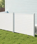 Outdoor Privacy Screen Three Panel Fence Kit For AC Units And Pool Equipment 50 Inch By 50 Inch Panels With Ground Stakes Wind Resistant PVC Vinyl Privacy Fence Enclosure For Trash Cans And Backyard Clutter