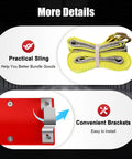Electric Hoist With Remote Control 110V Winch Lift For Factories Warehouses And Construction Sites Dual Rope Capability Up To 440 Lbs details, including yellow sling and metal bracket.