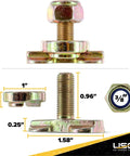Heavy Duty L Track Double Stud Fittings 4 Pack 3/8 Inch Threaded Steel Bolts showing sizes and details for secure cargo fastening.