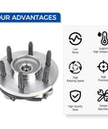 Front 4x4 Wheel Hub Bearing Assembly With ABS For 2011-2014 Ford Expedition, Lincoln Navigator, And F150, 6 Lug shown