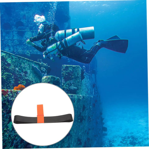 Heavy Duty Diving Tank Strap Rubber Band For Scuba Tanks Easy Install Wall Mounted Holder Wear Resistant Protection Keeps Gear Secure Must-Have Dive Accessory shown near diver underwater