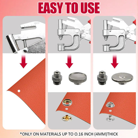 Heavy Duty Fastener Kit With 400 Pieces, 15 mm Canvas Snaps In 4 Colors, Built In Punch Tool For installation on fabric