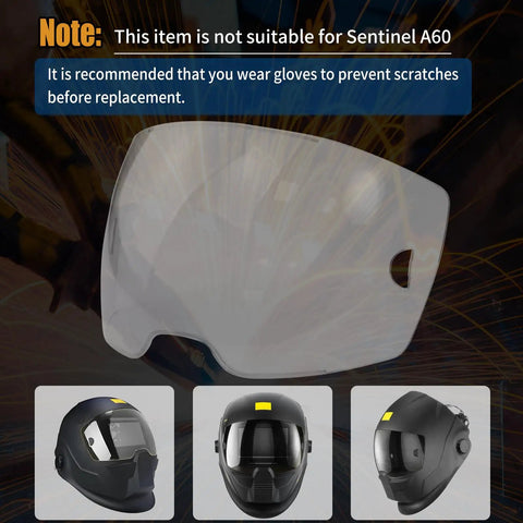 Five Pack A50 Clear Lens Front Cover For Welding Helmet Replacement Viewing Lenses 3.93 By 2.36 Inches with helmet images
