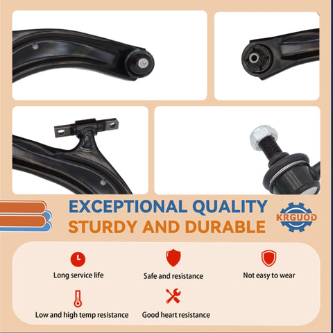 Front Lower Control Arm With Ball Joints Replacement for Nissan Rogue 2.5L 2008-2015, detailed view of bolt-on joint and arm design.