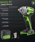 24V Brushless Half Inch Cordless Impact Wrench With 3 Speed Selector And LED Light Delivers 300 Ft Lbs Torque Ultra Compact And Lightweight Built For Tight Spots 4Ah Battery And Compact Charger Included shown with accessories