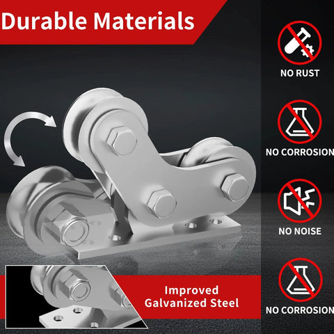 2 Inch Groove Wheel U Shaped Sliding Gate Caster Heavy Duty Detachable Stainless Steel 6600 Pound Capacity Double Pulley Track Wheel