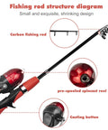 Kids Telescopic Fishing Pole And Reel Combo With Tackle Box Easy Open Starter Kit for Boys Girls Youth Beginners Portable Red